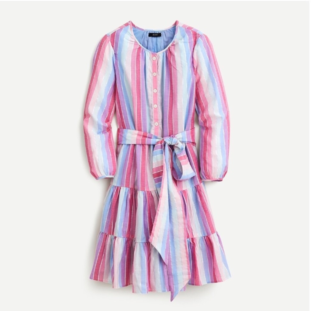 J. Crew | RE-IMAGINED Tiered Metallic Stripe Dress